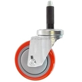 Casterhq 5"x1-1/4" Swivel Caster, RED Polyurethane ON POLYOLEFIN Wheel, 3/4 HDLDPPR514-34